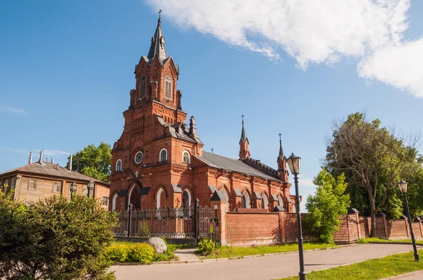 The temple of the Holy Rosary of the Blessed virgin Mary Catholic Church in Vladimir, Russia. Gold ring of Russia.