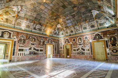 Bagheria, Palermo Sicilya, Güney İtalya yakınındaki bir aristokrat villa Villa Palagonia iç kısmıdır.
