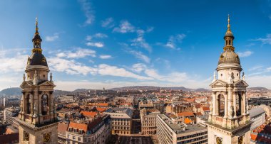 Budapeşte, Macaristan'daki Aziz Stephen Bazilikası'nın tepesinden panoramik manzara