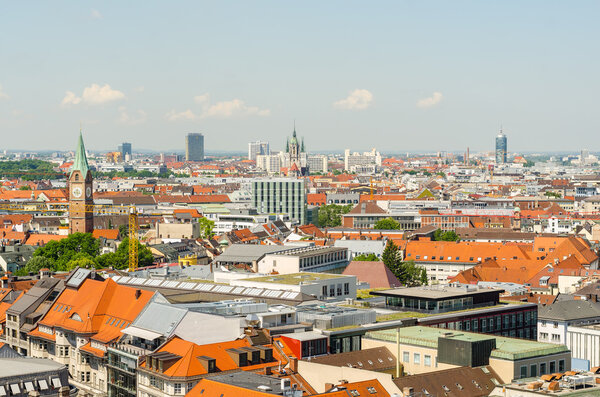 Panoramic view of the city Munich in Bavaria, Germany.