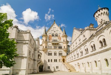 Neuschwanstein Castle is a Romanesque Revival palace near Fussen in southwest Bavaria, Germany. clipart