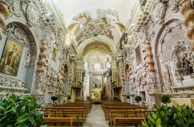 Valverde Palermo, Sicilya, İtalya için Santa Maria Kilisesi'nin iç.