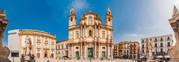 Vista panorâmica da Basílica de San Domenico e praça S.Domenico em Palermo — Fotografia de Stock