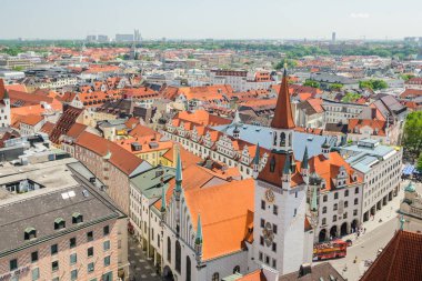 Münih, Bavyera, Almanya'nın tarihi kent mimarisinin panoramik görünüm