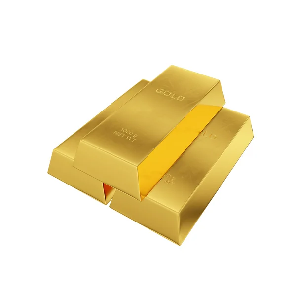 Gouden blokken geïsoleerd op een witte achtergrond, 3D-rendering — Stockfoto