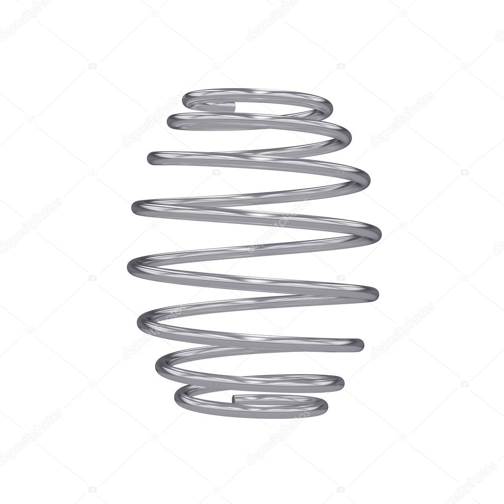 Metal spring isolated on white, 3D rendering