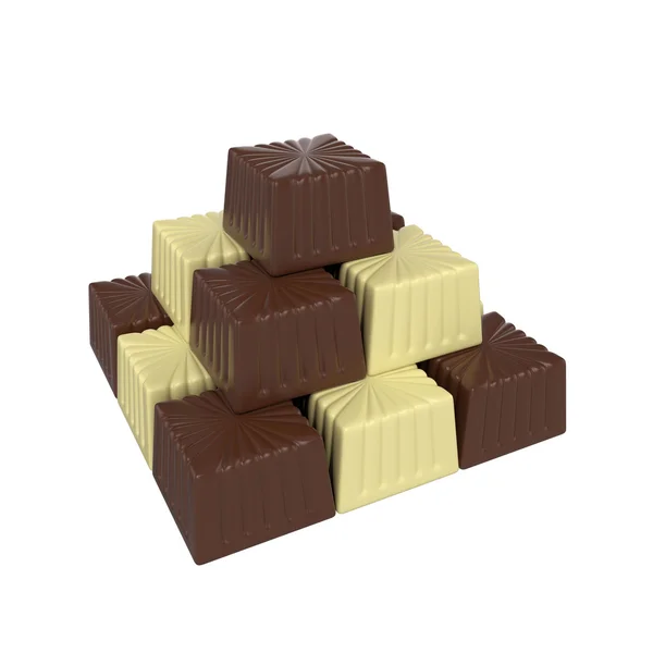 Csokoládé cukorka elszigetelt fehér háttér — Stock Fotó