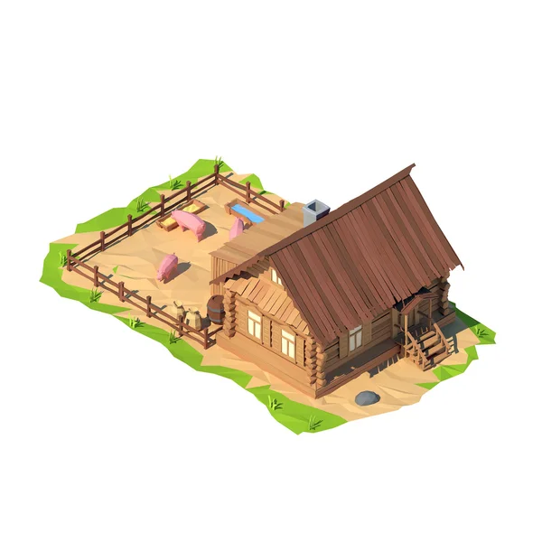 Isometric low poly house, rendu 3D — Photo