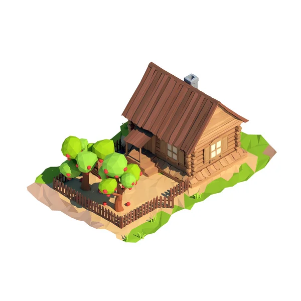 Isometric low poly house, rendu 3D — Photo