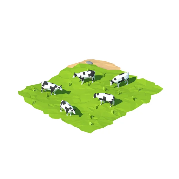 Izometryczne low poly krowy, renderowania 3d — Zdjęcie stockowe