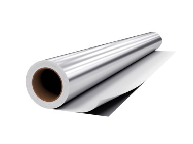 PVC rulo film, göl kenarında beyaz arka plan üzerinde 3d render