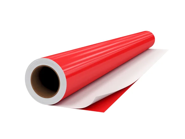 PVC rulo film, göl kenarında beyaz arka plan üzerinde 3d render
