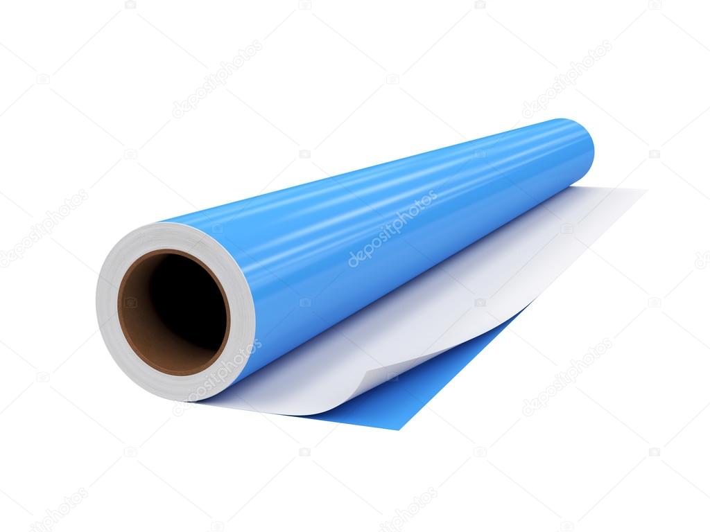 roll PVC film, Isolated on White Background, 3D rendering