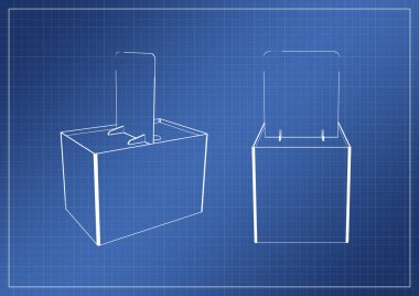 Kağıt blueprint, 3d render üzerinde durmak