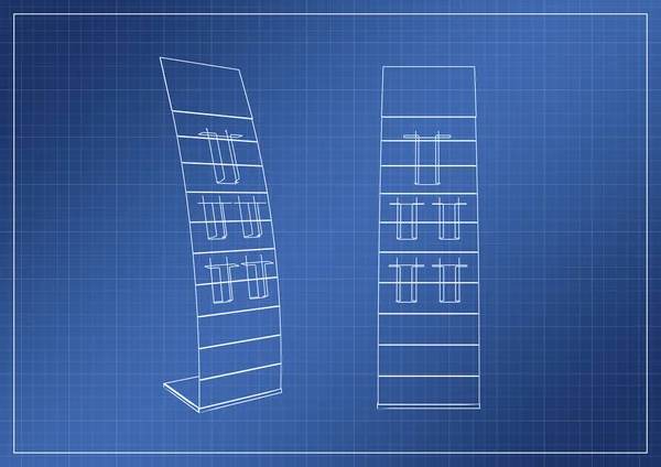 站在纸质蓝图，3d 渲染 — 图库照片