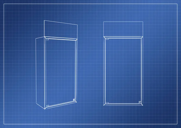 对纸质蓝图，3d 渲染的衣柜 — 图库照片