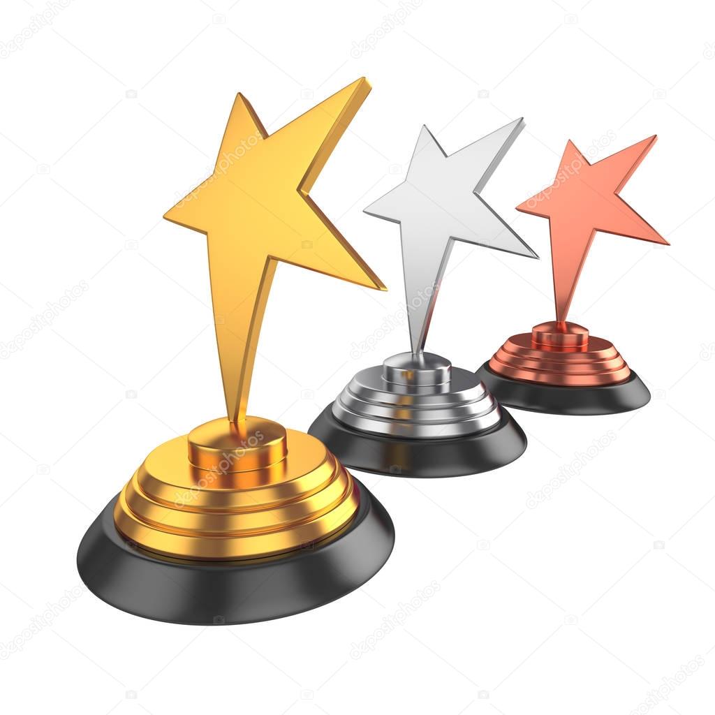 Star award Isolated on White Background, 3D rendering