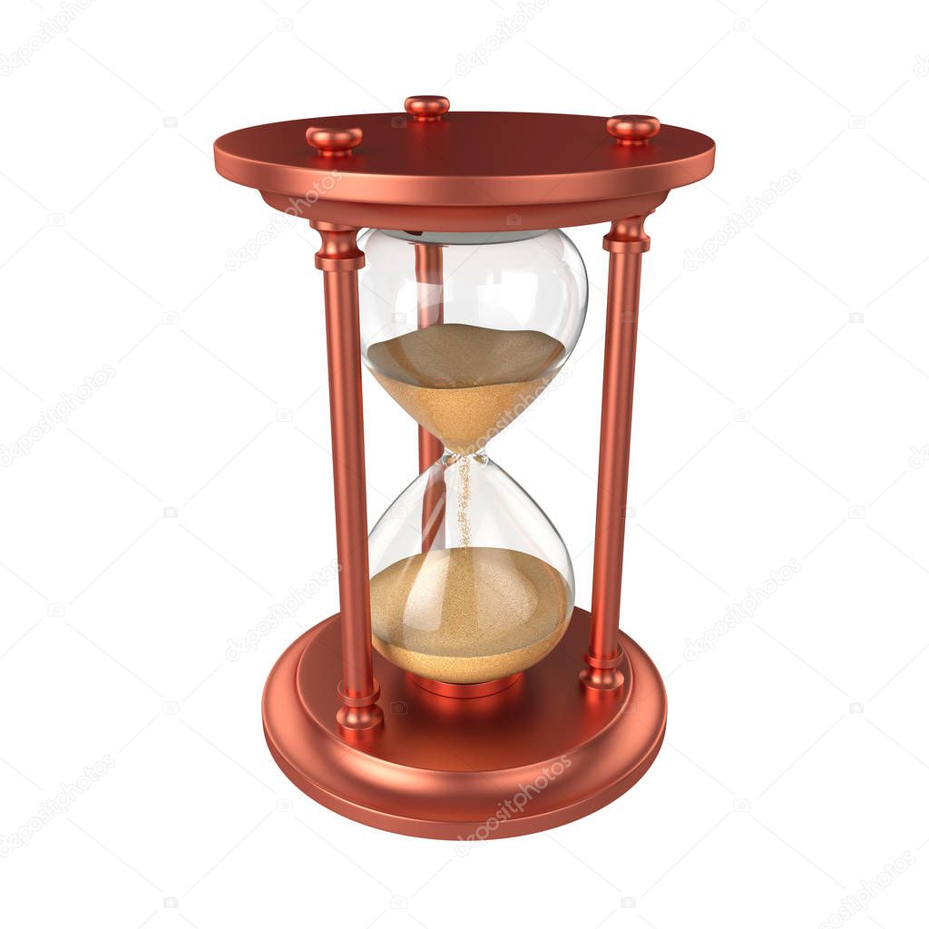 Hourglass Isolated on White Background, 3D rendering