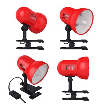 Masa lambası beyaz arkaplanda izole edilmiş, 3D görüntüleme. Görüntü