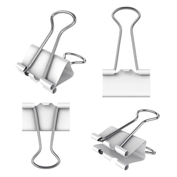 Binder Clip Collection Isolated White Rendering Illustration — Stock Photo, Image
