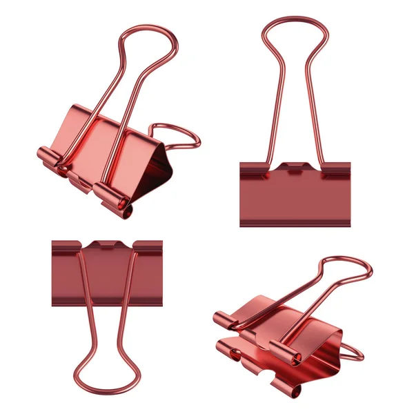 Binder Clip Collection Isolated White Rendering Illustration Stock Photo