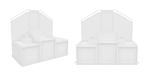 White Empty Showcase Isolated White Background Rendering Illustration — Stock Photo, Image