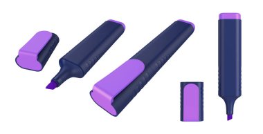 İşaretleyici, beyaz arkaplanda izole edildi, 3D görüntüleme. Görüntü