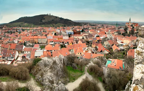 Mikulov, Çek Cumhuriyeti, şehrin doğu bölümünün görünümünü 