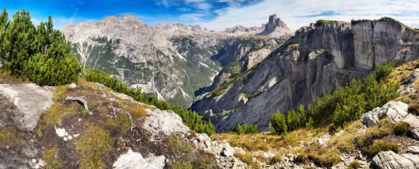 View from Monte Piano towards the Tre Cime di Lavaredo, Dolomites, Italy.