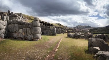 Sacsayhuaman, İnka duvarlarının ruins yakınındaki Cuzco, Unesco Dünya Mirası, Peru Peru Andes 