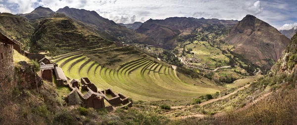 Pisac Inca Ruínas Nos Andes Peruanos Perto Cuzco Peru — Fotografia de Stock