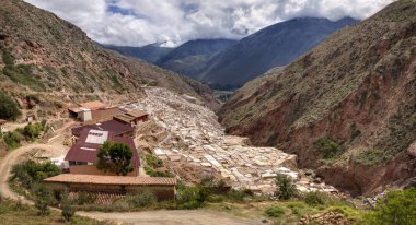 Salinas de Maraş, kutsal vadi ve Güney Peru'da Cuzco tuz buharlaşma gölet yakınındaki 