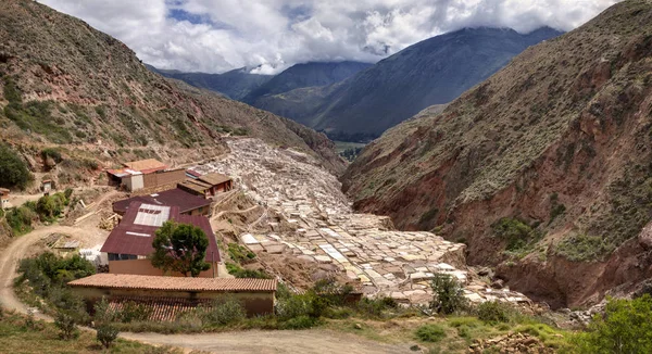 Salinas Maras Lagoas Evaporação Sal Perto Vale Sagrado Cuzco Sul — Fotografia de Stock