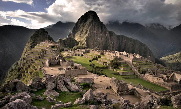 Centro Machu Picchu Cidade Inca Perdida Peru Hdr — Fotografia de Stock