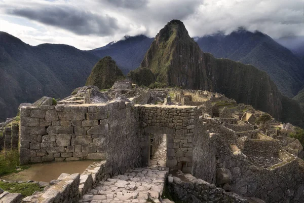 Hoofdingang Van Machu Picchu Verloren Inca Stad Peru — Stockfoto