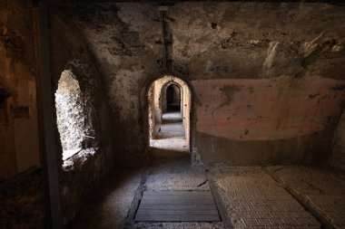 Corridors in Fort Pampus, which was once part of the defense line of Amsterdam,  the Netherlands