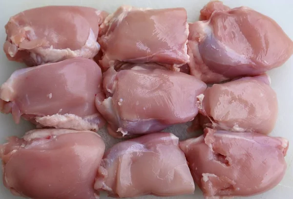 Pieces Raw Chicken Cooking — Stock Photo, Image