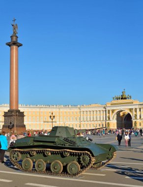 İkinci Dünya Savaşının Alexandria arka plan üzerinde hafif tank T-70