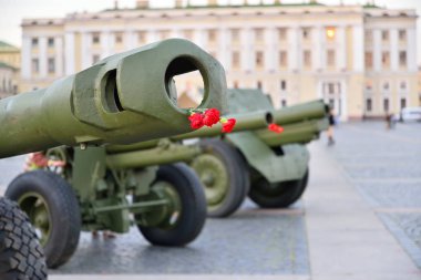 Namlu fren ve varil topçu Pa üzerinde kırmızı karanfil