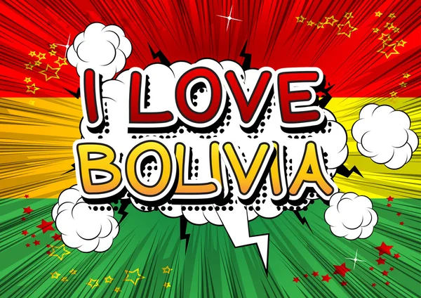 I Love Bolivia - Texto de estilo de livro cômico . — Vetor de Stock