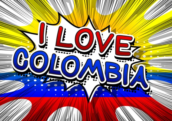 I Love Colombia - Texto estilo cómic . — Vector de stock