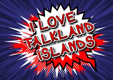 Ben aşk Falkland Adaları - çizgi roman tarzı metin.