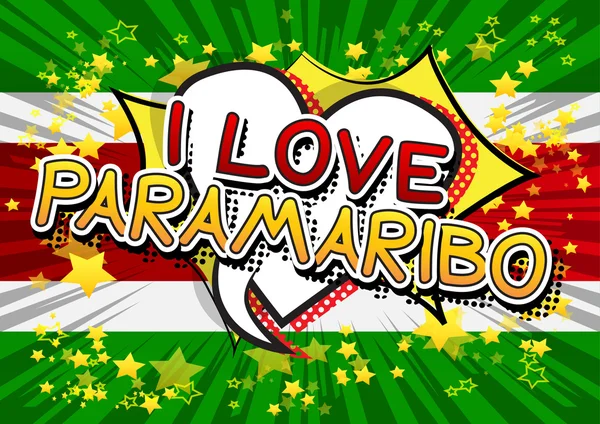 Me encanta Paramaribo - Texto de estilo de cómic . — Vector de stock