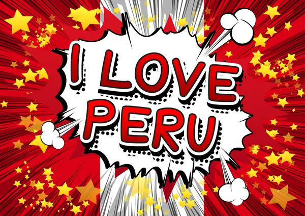 Jag älskar Peru - serietidning stil text. — Stock vektor