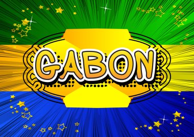 Gabon - çizgi roman arka plan üzerinde çizgi roman tarzı metin.