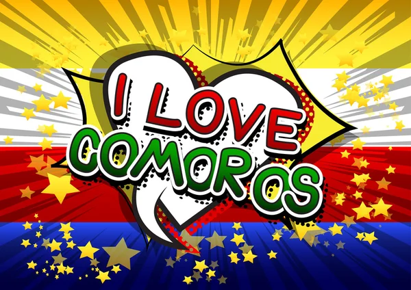 I Love Comoros - Texto de estilo de cómic . — Archivo Imágenes Vectoriales