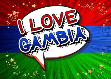 Ben aşk Gambiya - çizgi roman tarzı metin.
