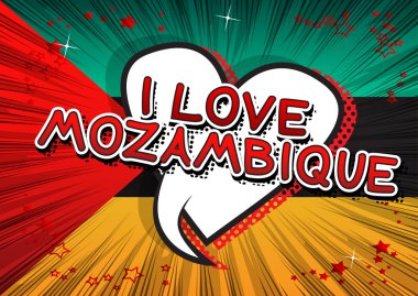 Ben aşk Mozambik - çizgi roman tarzı metin.