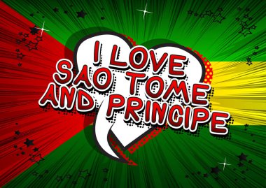 Ben aşk Sao Tome ve Principe - çizgi roman tarzı metin.