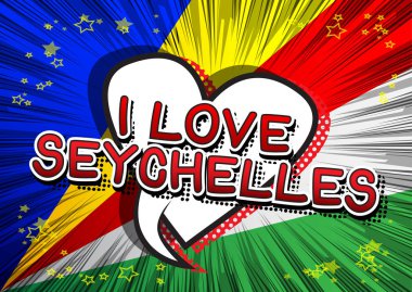 Ben aşk Seyşeller - çizgi roman tarzı metin.